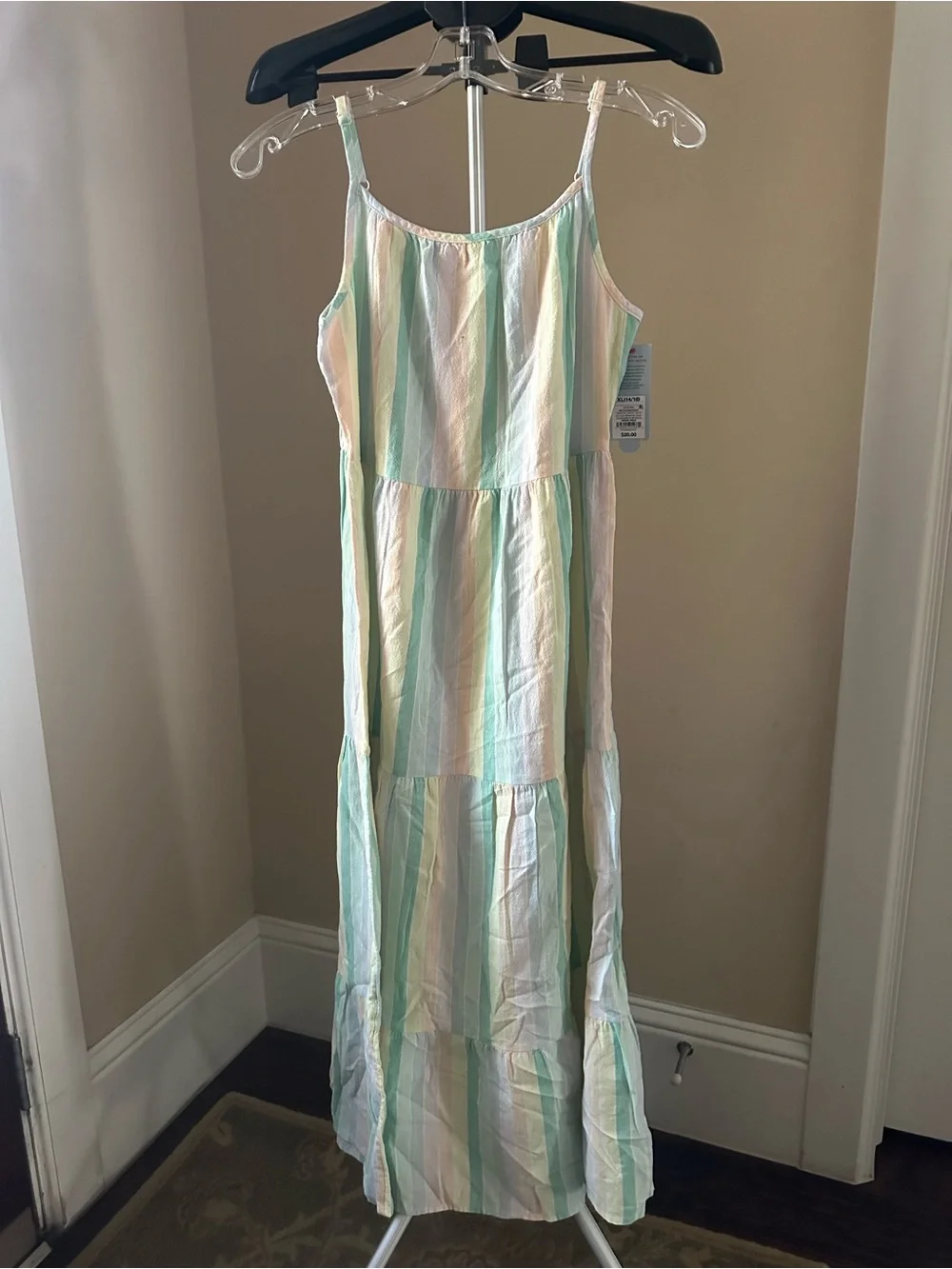 Cat & Jack Pastel Striped Maxi Dress in Mint, Cream & Lilac